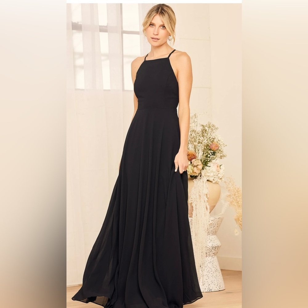 Lulu’s XXS mythical kind of love maxi dress in black